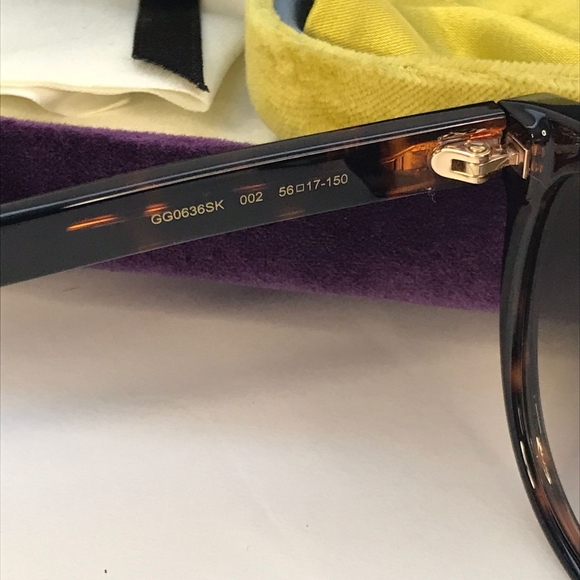 GUCCI GG0636SK 002 round Gucci sunglass comes in a dark havana frame with - Picture 11 of 11